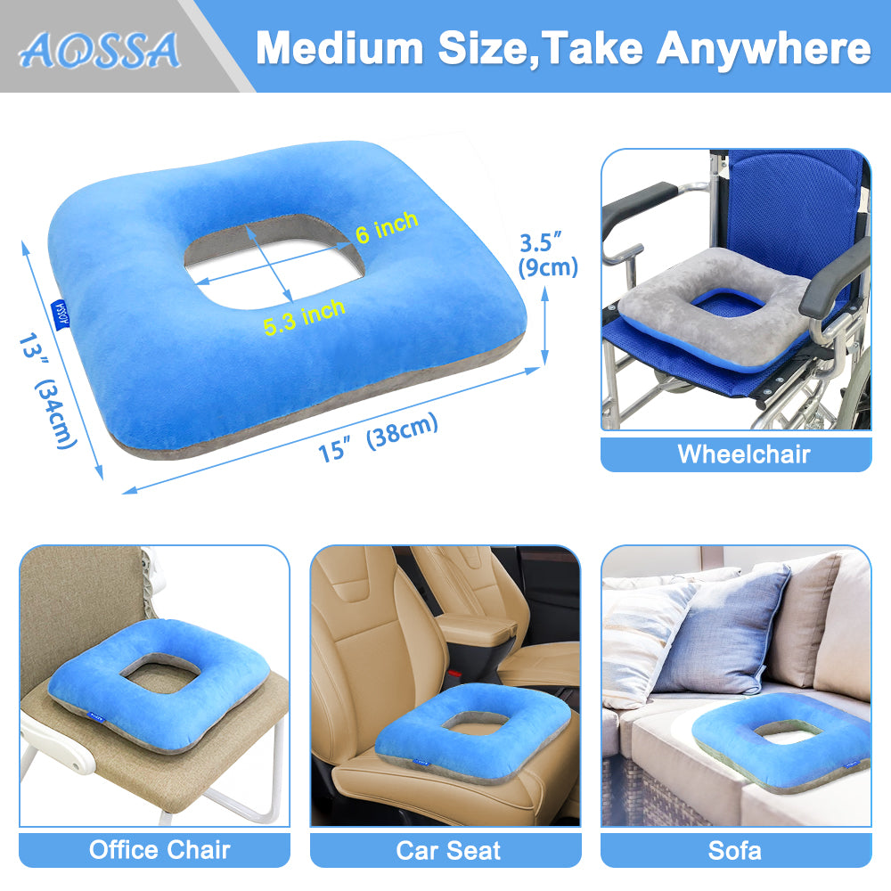 AOSSA Donut Pillow Postpartum Pregnancy Sitting Cushion Perineal Doughnut  BBL Pillow After Surgery for Butt with Hole Bed Sore Pressure Ulcer Seat